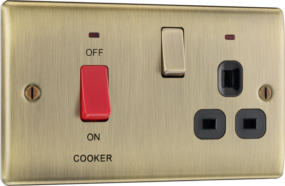 BG NAB70B Nexus Metal DP Cooker +Socket+Neon /Black - Antique Brass - westbasedirect.com