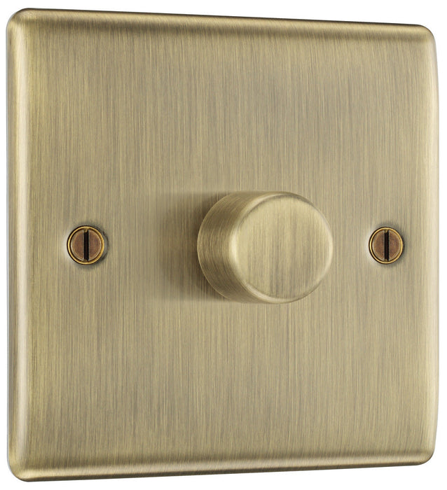 BG NAB81 Nexus Metal 2-Way Single Trailing Edge Dimmer Push On/Off - Antique Brass - westbasedirect.com