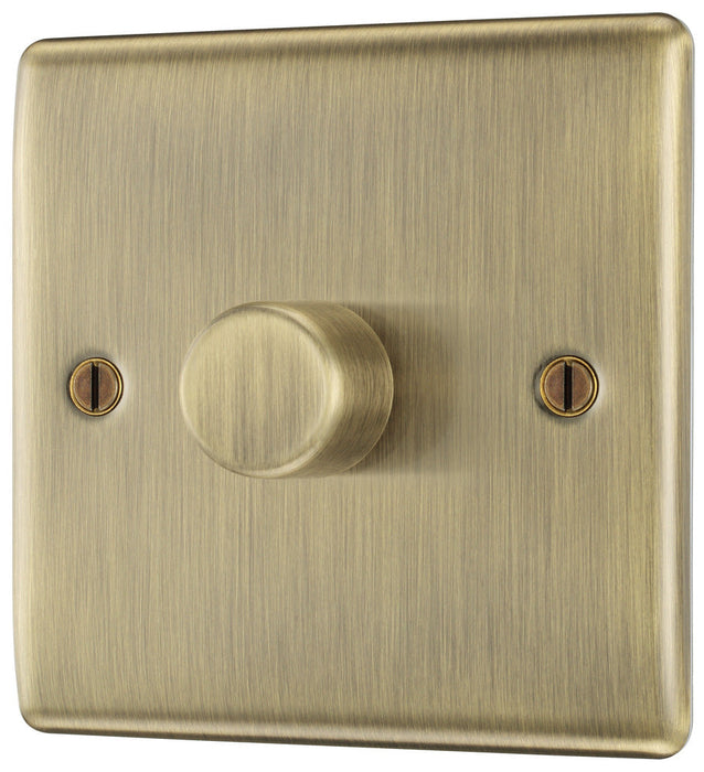 BG NAB81 Nexus Metal 2-Way Single Trailing Edge Dimmer Push On/Off - Antique Brass - westbasedirect.com