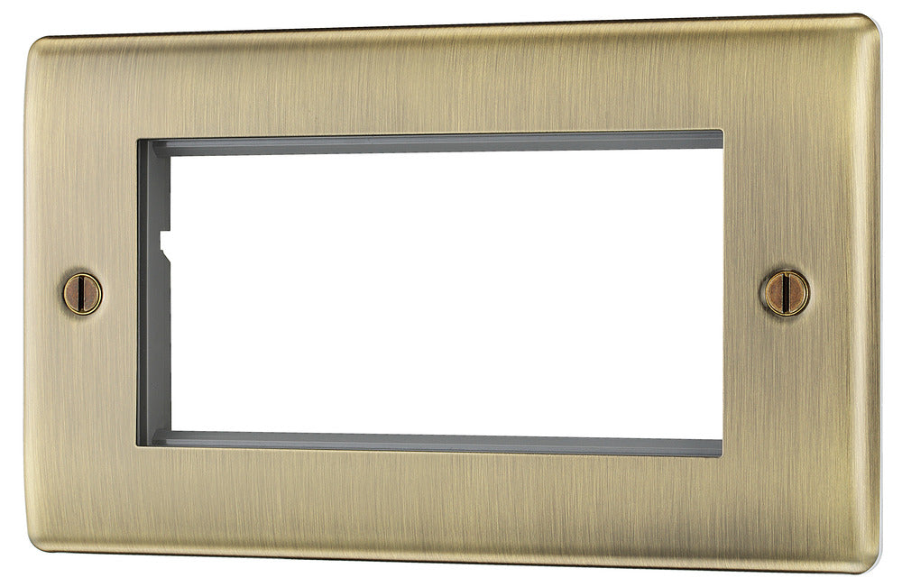 BG NABEMR4 Nexus Metal Quad Euro Module Faceplate - Antique Brass - westbasedirect.com
