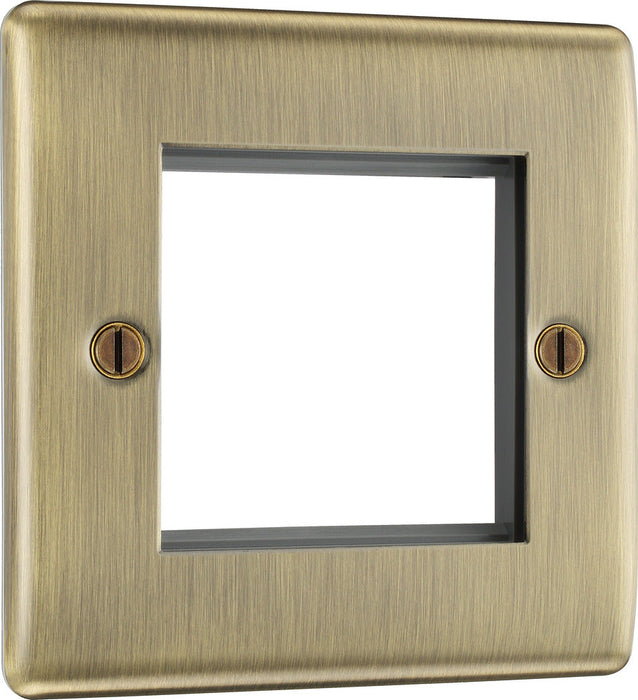 BG NABEMS2 Nexus Metal Twin Euro Module Faceplate - Antique Brass - westbasedirect.com