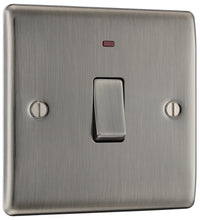 BG NBI31 Nexus Metal 20A DP Switch + Neon - Brushed Iridium