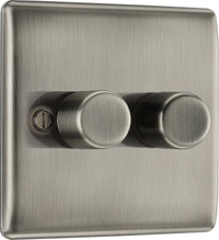 BG NBI82 Nexus Metal 2-Way Double Trailing Edge Dimmer Push On/Off - Brushed Iridium