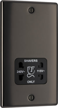 BG NBN20B Nexus Metal Dual Voltage Shaver Socket - Black Nickel
