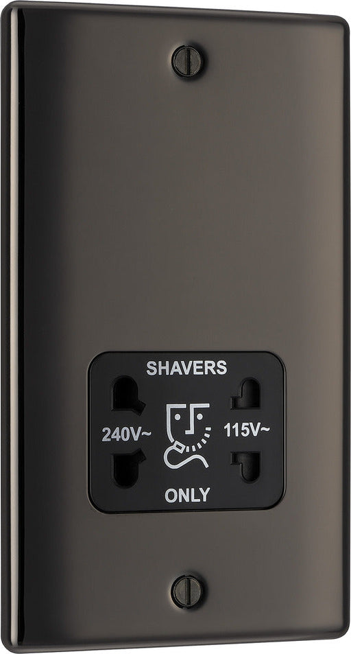 BG NBN20B Nexus Metal Dual Voltage Shaver Socket - Black Nickel - westbasedirect.com