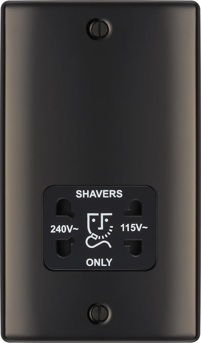 BG NBN20B Nexus Metal Dual Voltage Shaver Socket - Black Nickel - westbasedirect.com