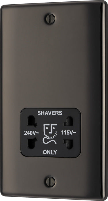 BG NBN20B Nexus Metal Dual Voltage Shaver Socket - Black Nickel - westbasedirect.com