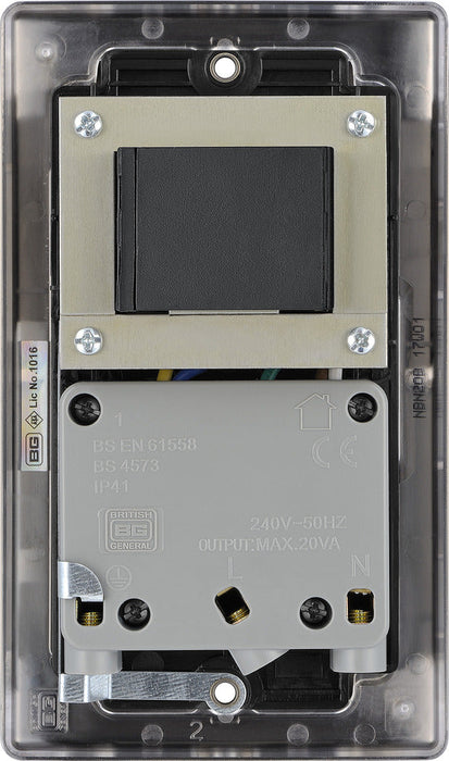 BG NBN20B Nexus Metal Dual Voltage Shaver Socket - Black Nickel - westbasedirect.com