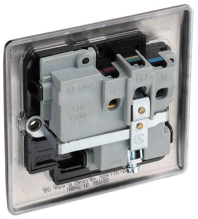 BG NBN21B Nexus Metal Single Socket 13A - Black Insert - Black Nickel - westbasedirect.com