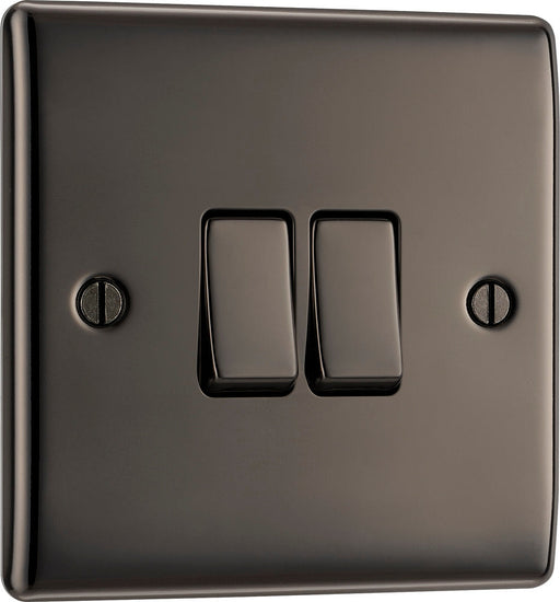 BG NBN42 Nexus Metal Double Light Switch 10A - Black Nickel - westbasedirect.com