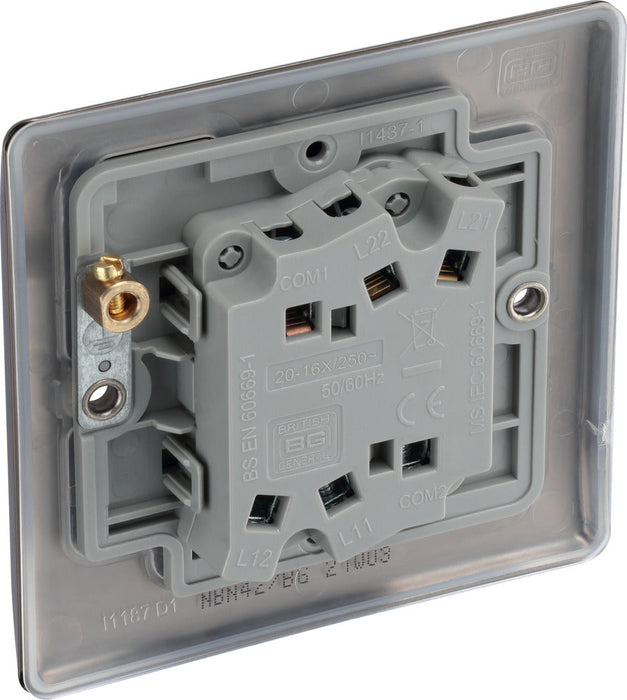 BG NBN42 Nexus Metal Double Light Switch 10A - Black Nickel - westbasedirect.com