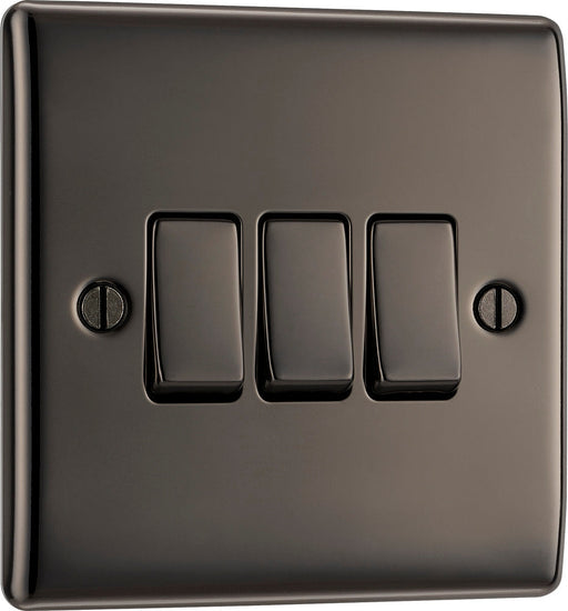 BG NBN43 Nexus Metal Triple Light Switch 10A - Black Nickel - westbasedirect.com