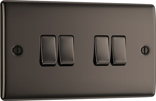 BG NBN44 Nexus Metal Quad Light Switch 10A - Black Nickel - westbasedirect.com