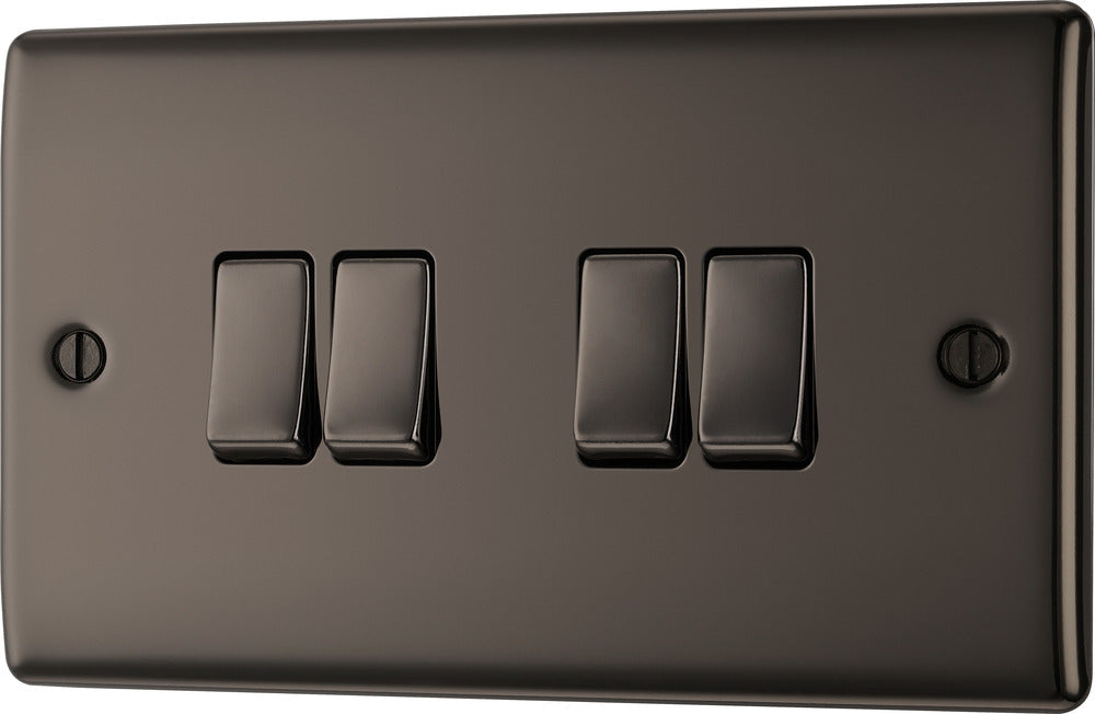 BG NBN44 Nexus Metal Quad Light Switch 10A - Black Nickel - westbasedirect.com