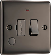BG NBN53 Nexus Metal Switched Spur + Neon + Cable Outlet - Black Nickel