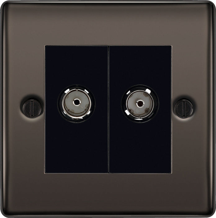 BG NBN61 Nexus Metal Double TV Aerial Socket - Black Nickel - westbasedirect.com