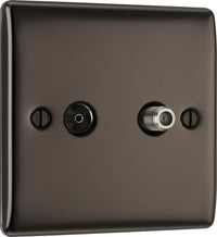 BG NBN65 Nexus Metal 2 Gang Satellite & Co-axial Socket - Black Nickel