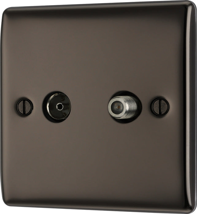 BG NBN65 Nexus Metal 2 Gang Satellite & Co-axial Socket - Black Nickel - westbasedirect.com
