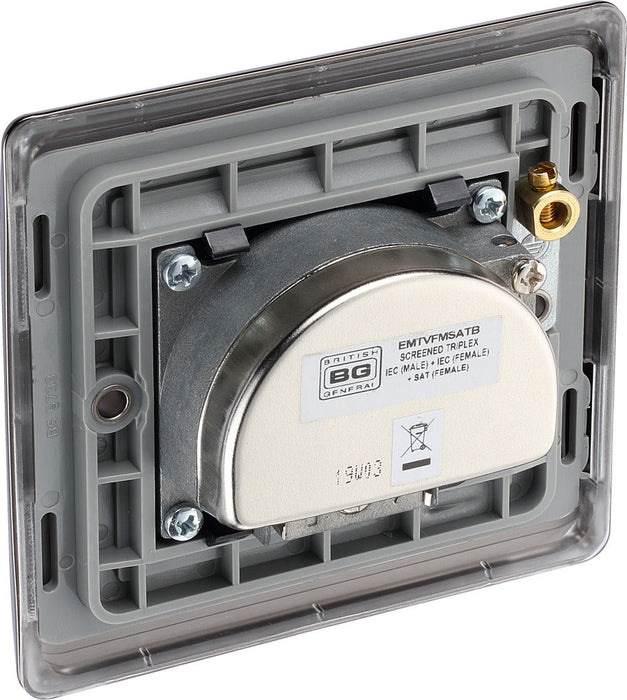 BG NBN67 Nexus Metal Triplex TV/FM/Sat Socket - Black Nickel - westbasedirect.com