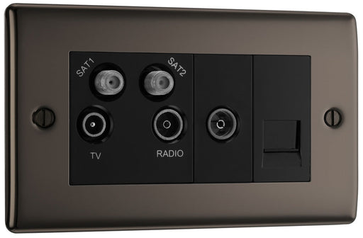 BG NBN69 Nexus Metal Quadplex TV FM SAT (x2) - Black Nickel - westbasedirect.com