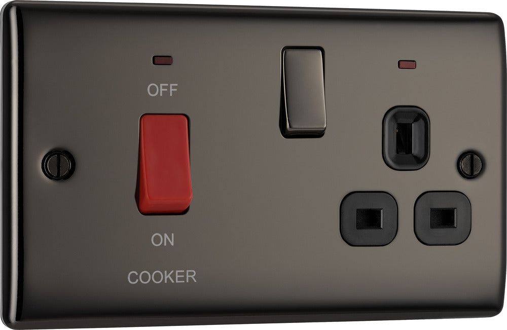 BG NBN70B Nexus Metal DP Cooker Unit + Socket & Neon - Black Insert - Black Nickel - westbasedirect.com