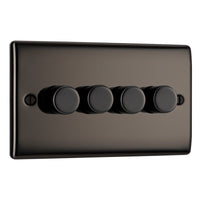 BG NBN84 Nexus Metal 2-Way Quad Trailing Edge Dimmer Push On/Off - Black Nickel