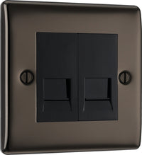 BG NBNBTM2 Nexus Metal Double Master Telephone Socket - Black Nickel