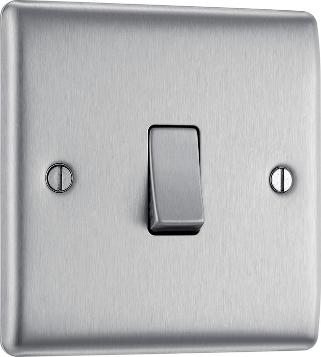 BG NBS12 Nexus Metal 10AX 2-Way Single Light Switch - Brushed Steel - westbasedirect.com