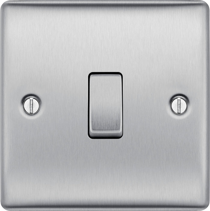 BG NBS12 Nexus Metal 10AX 2-Way Single Light Switch - Brushed Steel - westbasedirect.com