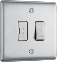 BG NBS15F Nexus Metal Triple Pole Fused Fan Isolator Switch 10A - Brushed Steel