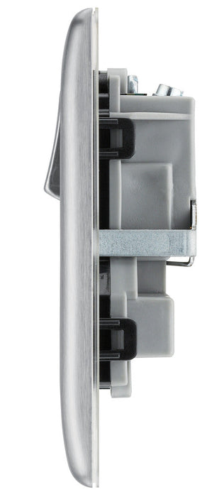 BG NBS22B Nexus Metal Double Socket 13A /Black Insert - Brushed Steel - westbasedirect.com