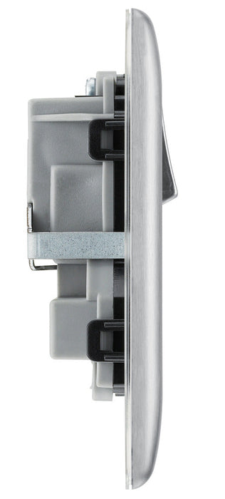 BG NBS22B Nexus Metal Double Socket 13A /Black Insert - Brushed Steel - westbasedirect.com