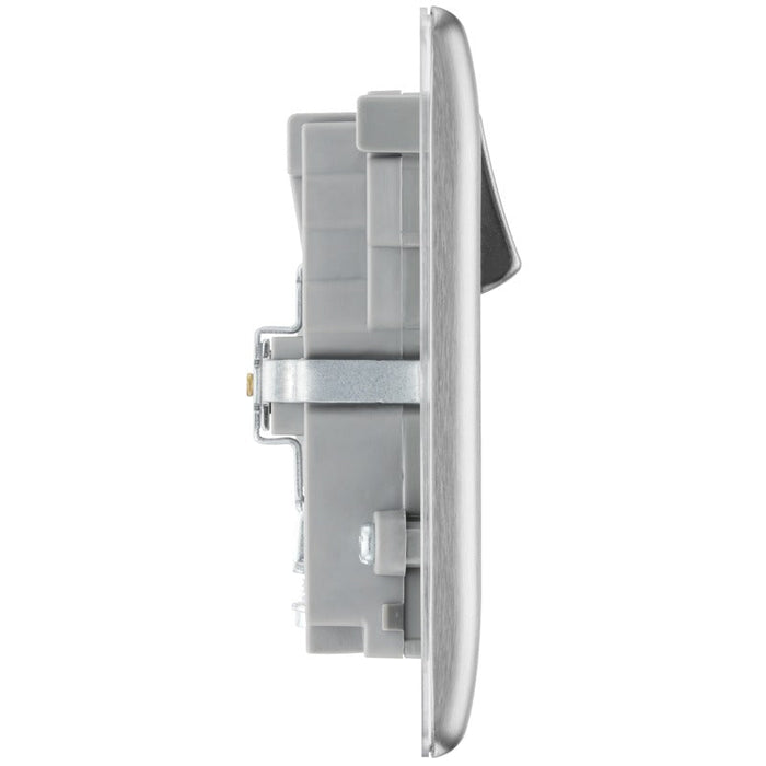 BG NBS22UAC30G Nexus Metal 13A Double Socket + USB A+C (30W) - Grey Insert - Brushed Steel - westbasedirect.com