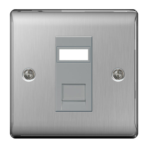BG NBSRJ451 Nexus Metal RJ45 Single Data Outlet Socket - Brushed Steel - westbasedirect.com