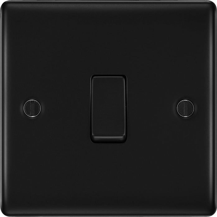 BG NFB12 Nexus Metal Single Light Switch 10A - Matt Black + Black Rocker - westbasedirect.com