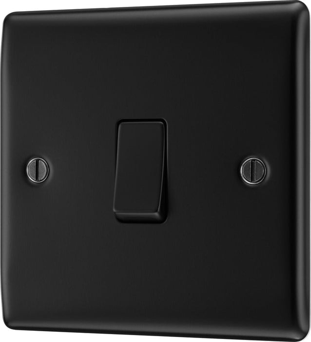 BG NFB12 Nexus Metal Single Light Switch 10A - Matt Black + Black Rocker - westbasedirect.com