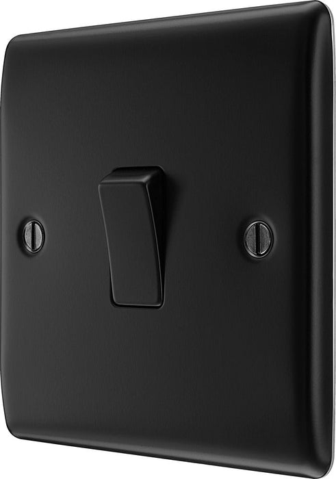 BG NFB12 Nexus Metal Single Light Switch 10A - Matt Black + Black Rocker - westbasedirect.com