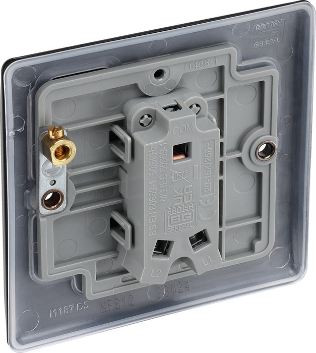 BG NFB12 Nexus Metal Single Light Switch 10A - Matt Black + Black Rocker - westbasedirect.com