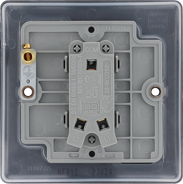 BG NFB12 Nexus Metal Single Light Switch 10A - Matt Black + Black Rocker - westbasedirect.com