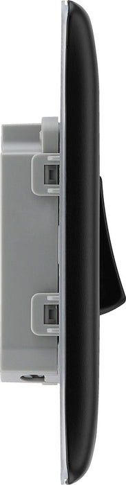 BG NFB12 Nexus Metal Single Light Switch 10A - Matt Black + Black Rocker - westbasedirect.com