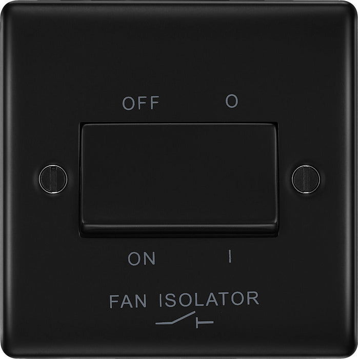 BG NFB15 Nexus Metal Fan Isolator Switch TP 10A - Matt Black + Black Rocker - westbasedirect.com