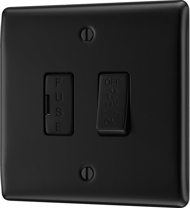 BG NFB15F Nexus Metal Triple Pole Fused Fan Isolator Switch 10A - Matt Black + Black Rocker - westbasedirect.com