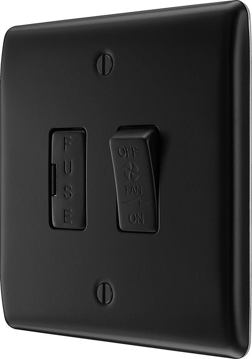 BG NFB15F Nexus Metal Triple Pole Fused Fan Isolator Switch 10A - Matt Black + Black Rocker - westbasedirect.com