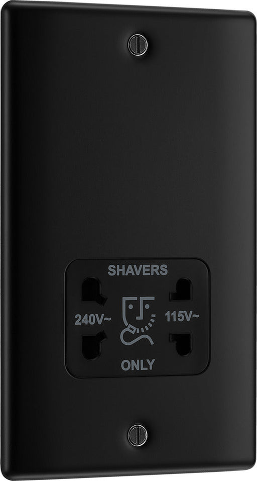 BG NFB20B Nexus Metal Dual Voltage Shaver Socket - Black Insert - Matt Black - westbasedirect.com