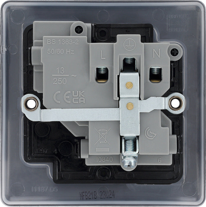 BG NFB21B Nexus Metal Single Socket 13A  - Black Insert - Matt Black + Black Rocker (5 Pack) - westbasedirect.com
