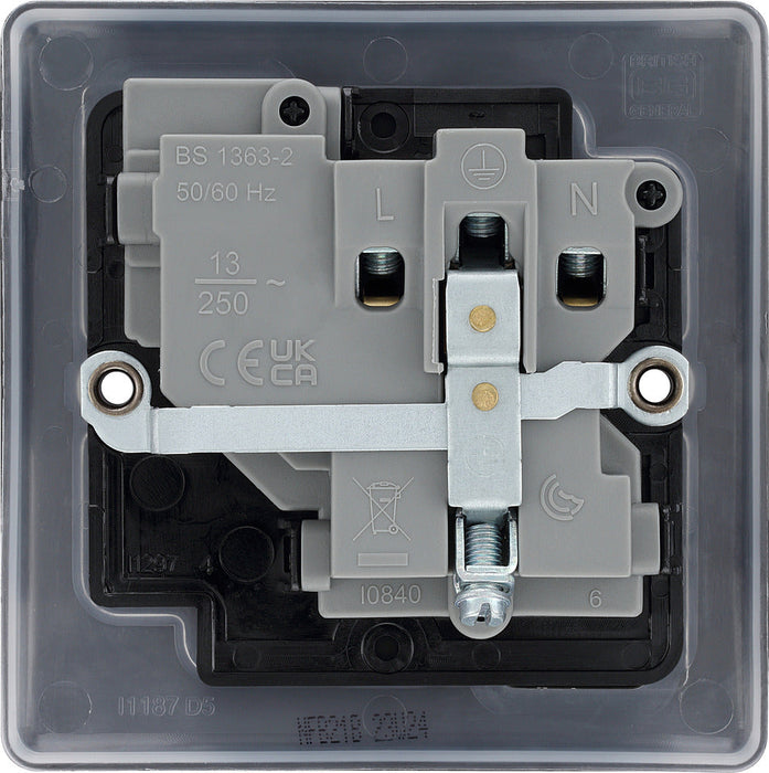 BG NFB21B Nexus Metal Single Socket 13A  - Black Insert - Matt Black + Black Rocker - westbasedirect.com