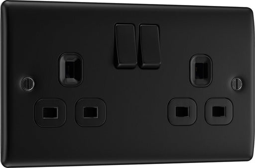 BG NFB22B Nexus Metal Double Socket 13A - Black Insert - Matt Black + Black Rocker - westbasedirect.com