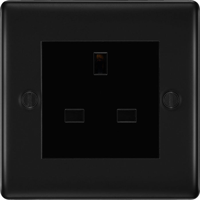 BG NFB23B Nexus Metal 1G 13A Unswitched Socket - Black Insert - Matt Black + Black Rocker - westbasedirect.com
