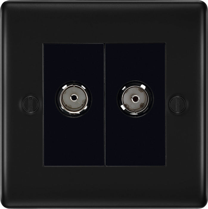BG NFB66 Nexus Metal Diplex TV/FM Socket - Black Insert - Matt Black + Black Rocker - westbasedirect.com