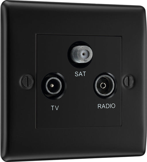BG NFB67 Nexus Metal Triplex TV/FM/Sat Socket - Black Insert - Matt Black + Black Rocker - westbasedirect.com